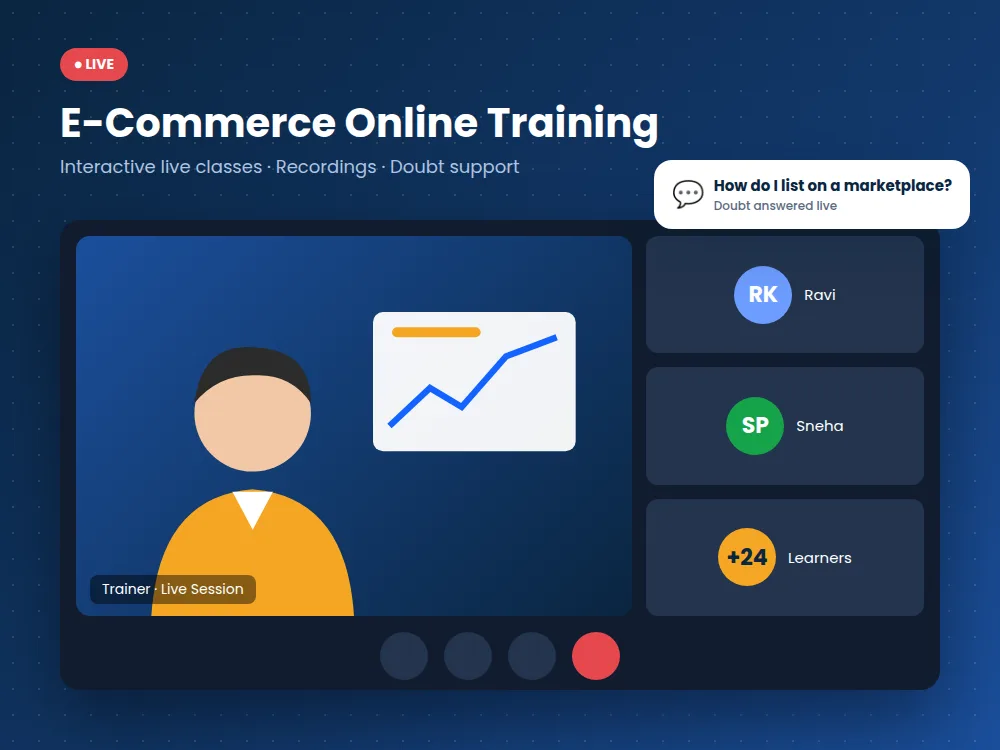 ecommerce online training - live interactive class with trainer and learners